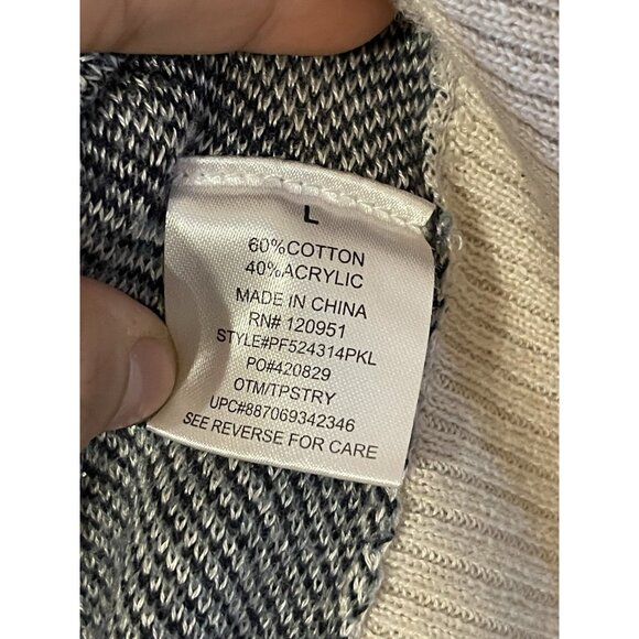 Pink Republic Women Open Front Aztec Cardigan Sweater Cotton Acryli Beige&Navy L - Picture 9 of 11